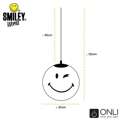 ONLI - Lampadario per cameretta a sospensione SMILEY 1xE27/15W/230V giallo
