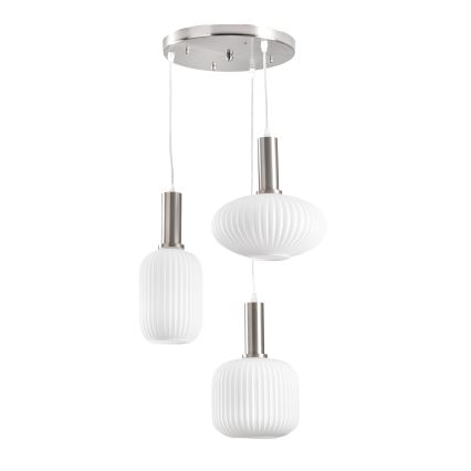 ONLI - Lampadario sospeso a cavo DOROTY 3xE27/15W/230V bianco/cromo lucido
