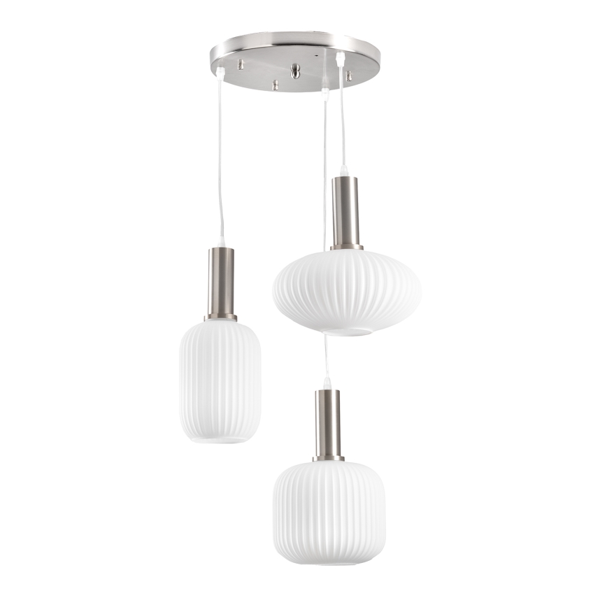 ONLI - Lampadario sospeso a cavo DOROTY 3xE27/15W/230V bianco/cromo lucido