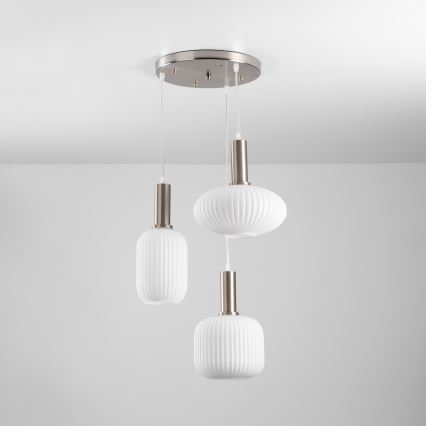 ONLI - Lampadario sospeso a cavo DOROTY 3xE27/15W/230V bianco/cromo lucido