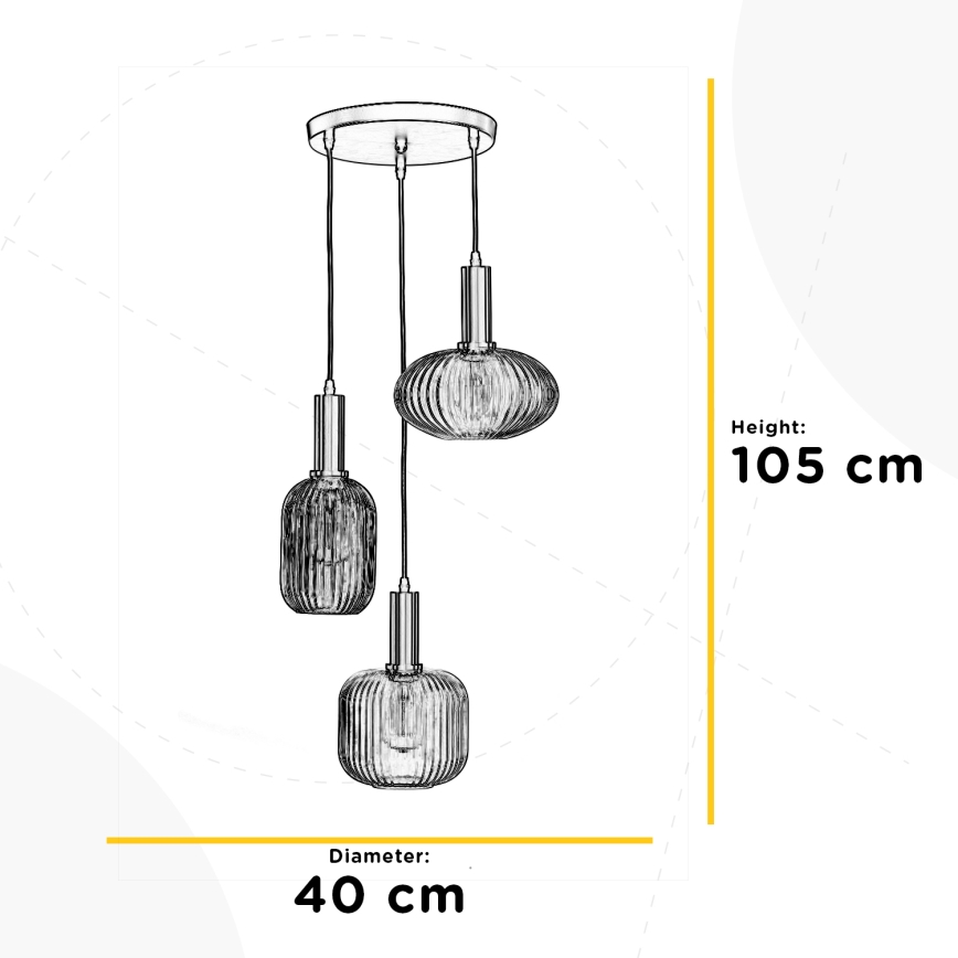 ONLI - Lampadario sospeso a cavo DOROTY 3xE27/15W/230V bianco/cromo lucido