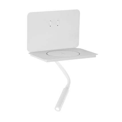 ONLI - Lampe LED flexible avec tablette intégrée et recharge sans fil Qi WIK LED/6,5W/230V + LED/3W blanc