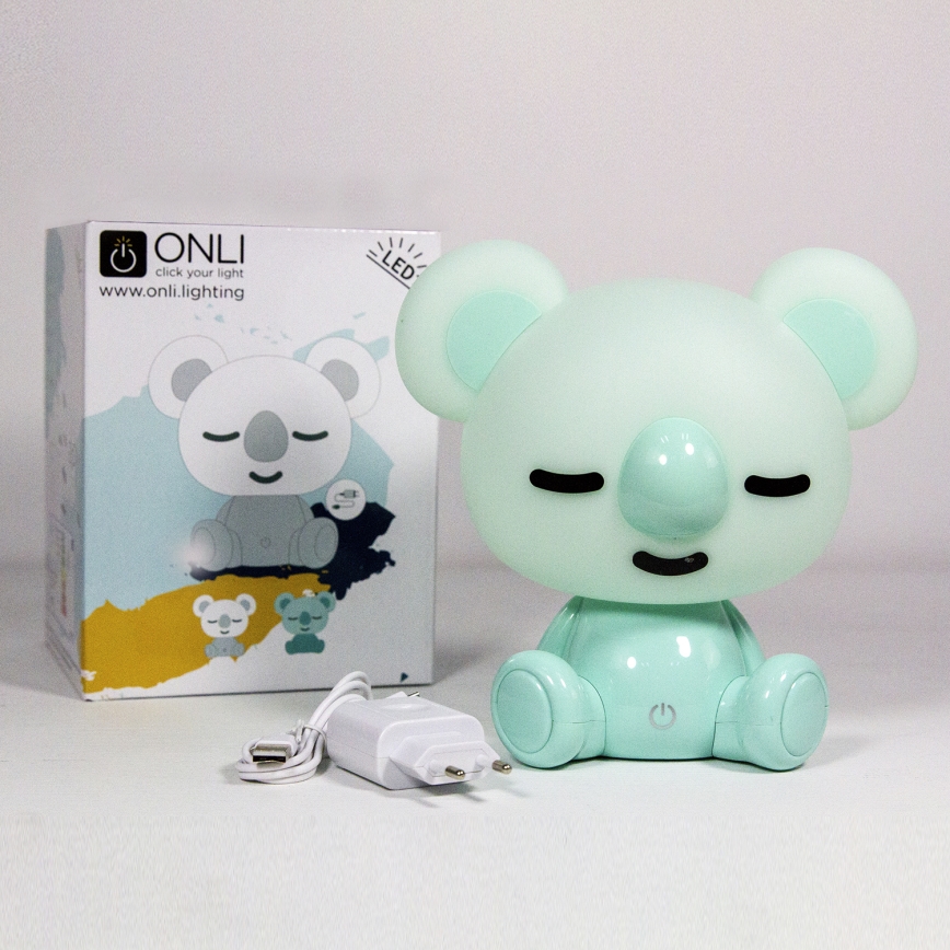 ONLI - Dimmbares LED-Kinder-Nachtlicht PUPPIES LED/3W/230V 20 cm Koala/Grün