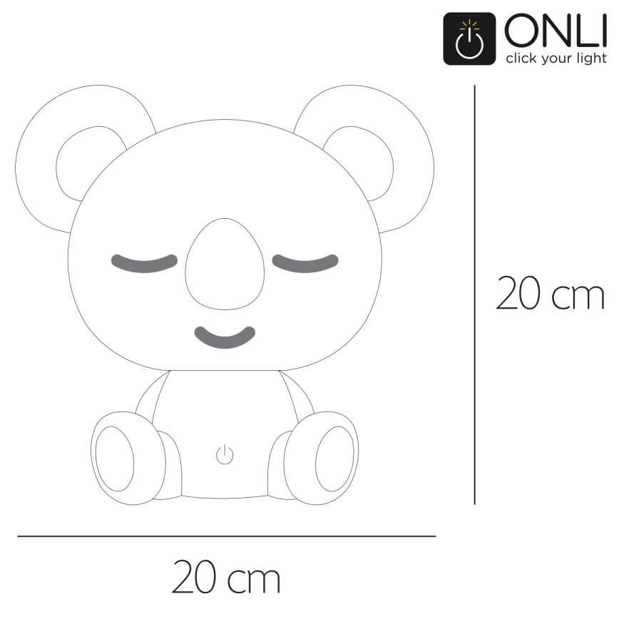 ONLI - Dimmbares LED-Kinder-Nachtlicht PUPPIES LED/3W/230V 20 cm Koala/Grün