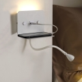 ONLI - LED Flessibile piccola lampada con mensola e USB di ricarica PLAK LED/1W/230V bianco
