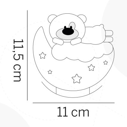 ONLI - Lampada notturna ricaricabile a LED per bambini NUVOLINA LED/2,5W/5V 300 mAh orsetto/rosa