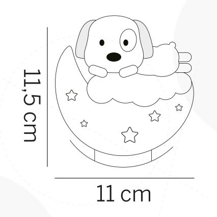 ONLI - Lampada notturna ricaricabile a LED per bambini NUVOLINA LED/2,5W/5V 300 mAh cane/rosa