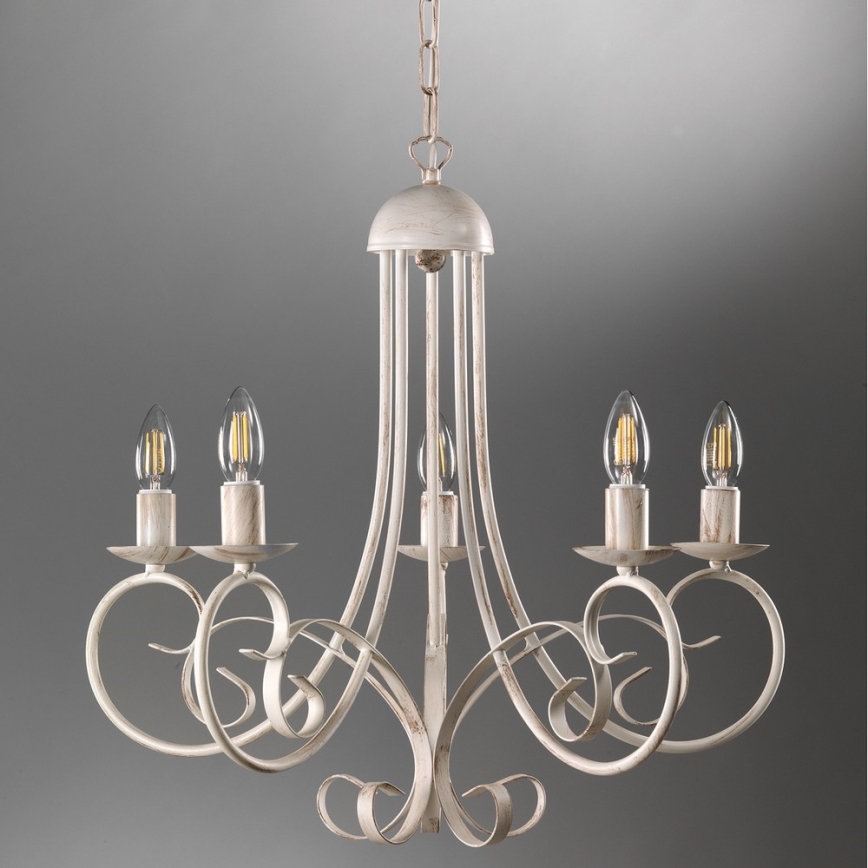 ONLI - Lustre suspendu sur chaîne POMPEI 5xE14/6W/230V crème