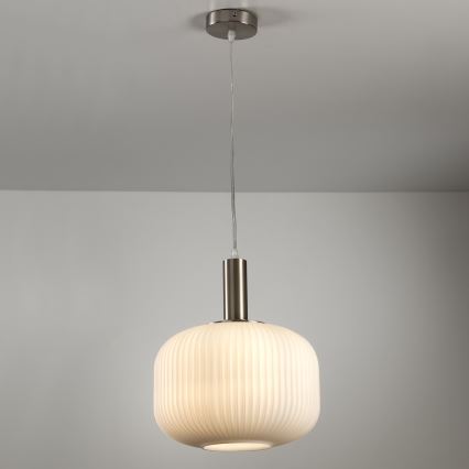 ONLI - Pendelleuchte mit Seilaufhängung DOROTY 1xE27/15W/230V weiß/glänzender Chrom