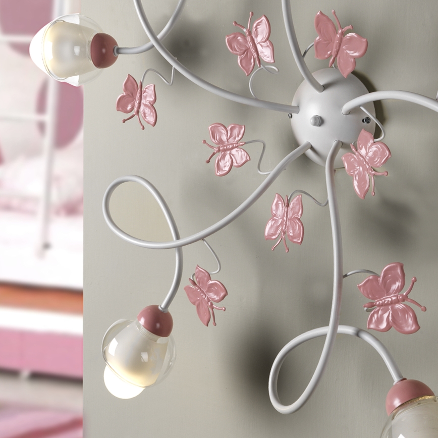 ONLI - Plafonnier enfant BUTTERFLY 5xE14/6W/230V
