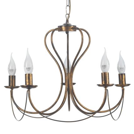 ONLI - Suspension chaîne CANDELA 5xE14/6W/230V bronze