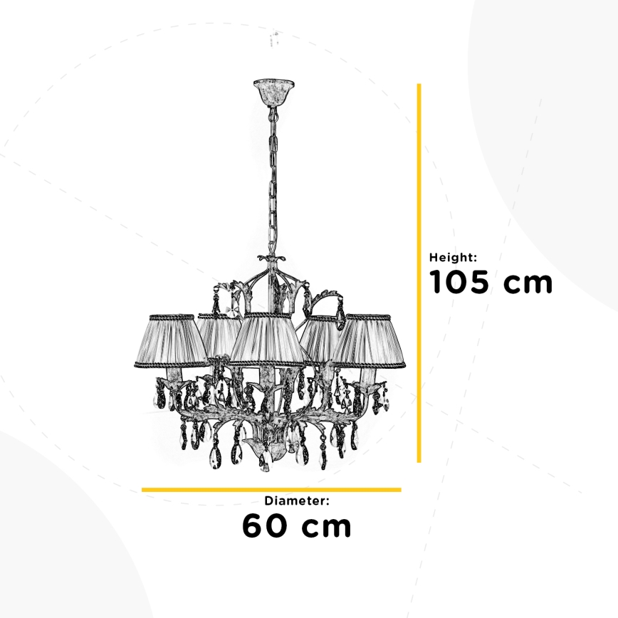 ONLI - Suspension chaîne KAREN 5xE14/6W/230V blanc