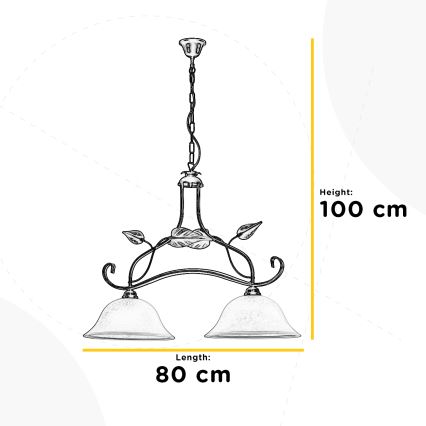 ONLI - Suspension chaîne MIRANDA 2xE27/22W/230V