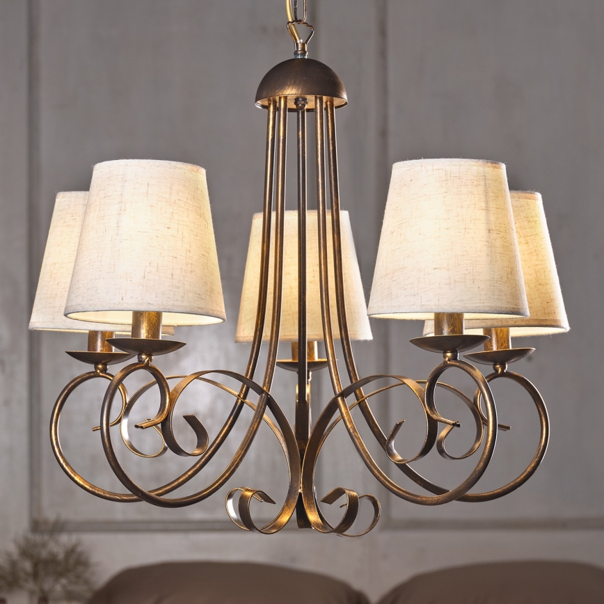 ONLI - Suspension chaîne POMPEI 5xE14/6W/230V bronze