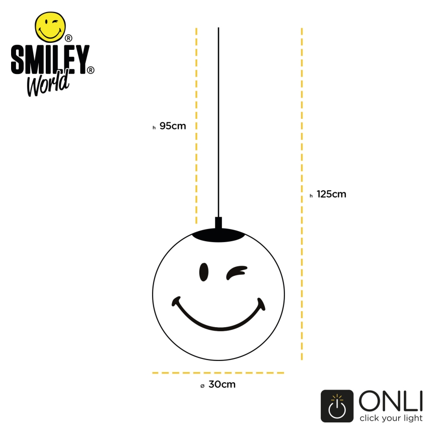 ONLI - Suspension pour enfant sur câble SMILEY 1xE27/15W/230V jaune