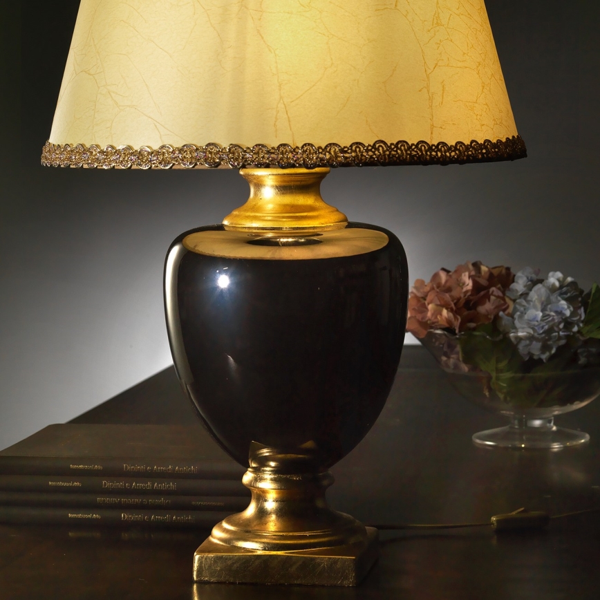 ONLI - Tischlampe MOZART 1xE27/22W/230V schwarz/gold 67 cm