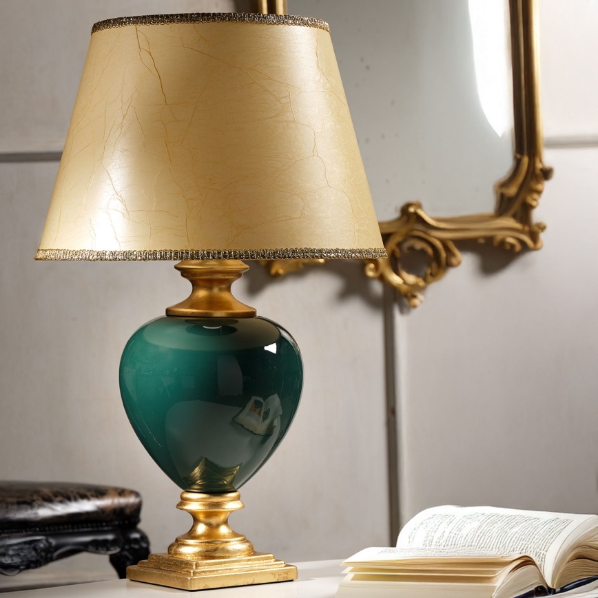 ONLI - Tischleuchte AMADEUS 1xE27/15W/230V 72 cm grün/golden