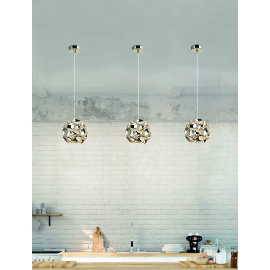 Open Design OR80179 - Hängeleuchte CARERA mit Kabel 1xG9/7W/230V Ø 15 cm, glänzender Chrom