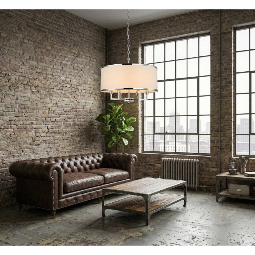 Open Design OR80209 - Lampadario a catena CASA 3xE14/12W/230V crema/cromo lucido