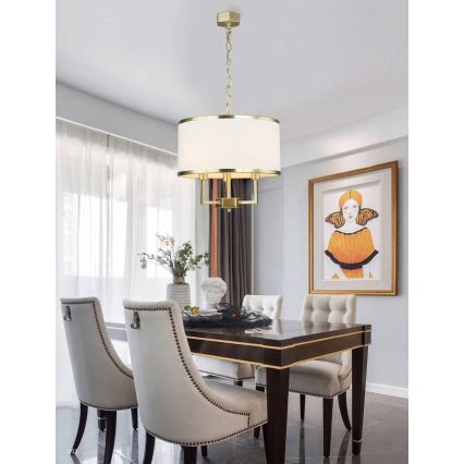 Open Design OR80223 - Suspension sur chaîne CASA 3xE14/12W/230V crème/laiton