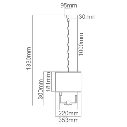 Open Design OR80223 - Suspension sur chaîne CASA 3xE14/12W/230V crème/laiton