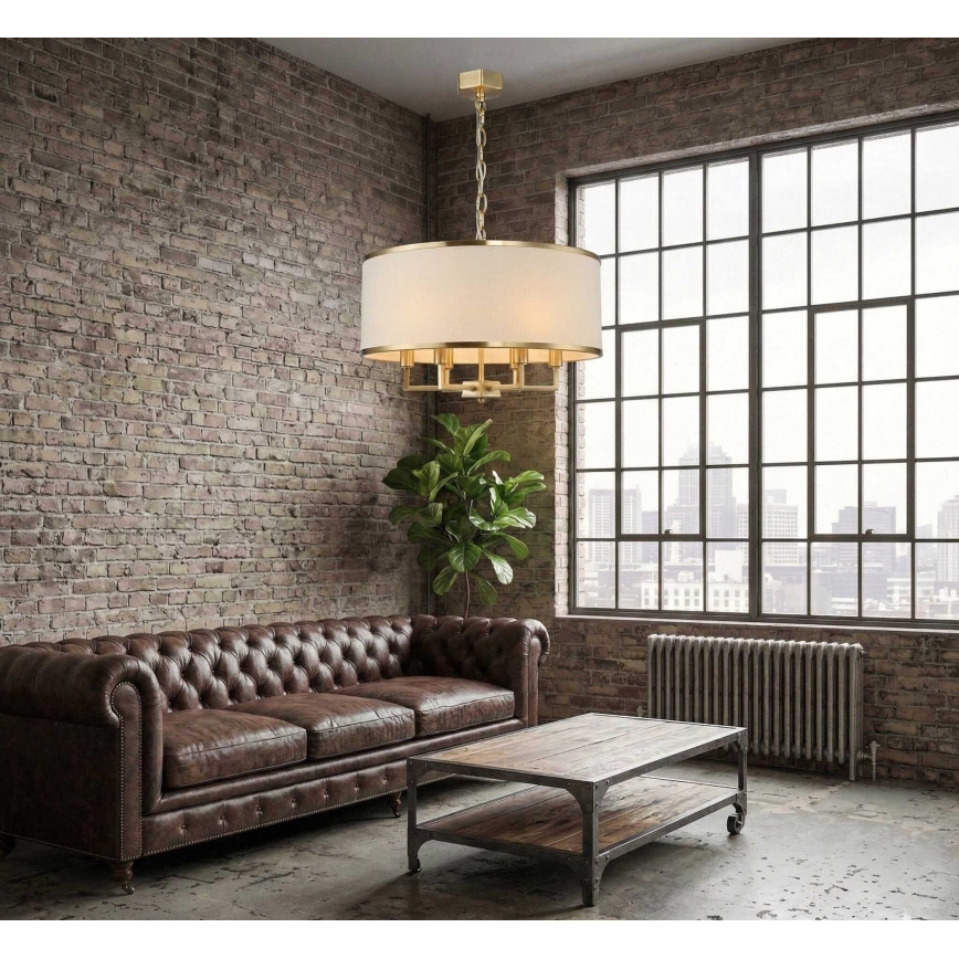 Open Design OR80230 - Suspension à chaîne CASA 6xE14/15W/230V crème/laiton