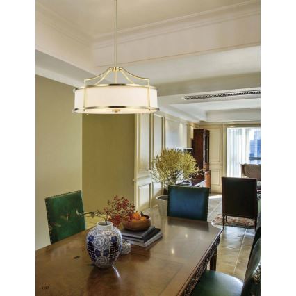 Open Design OR80889 - Lampadario su asta STANZA 3xE27/15W/230V diam. 42 cm ottone/bianco