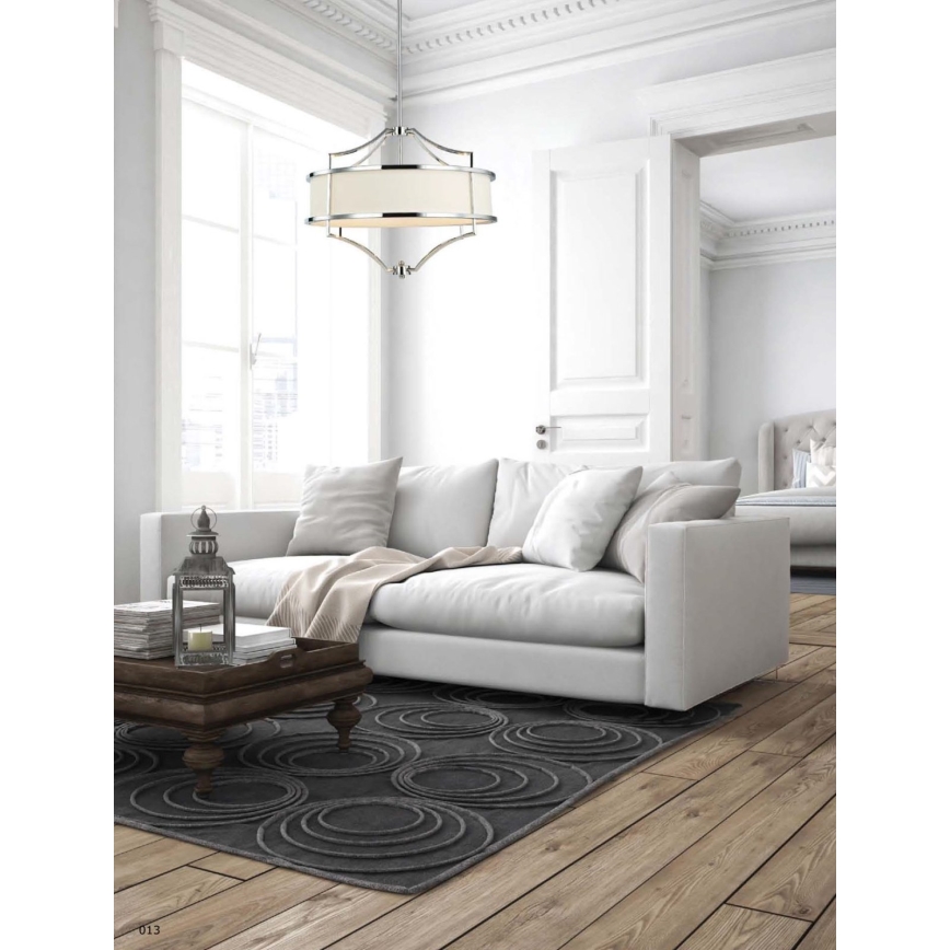 Open Design OR80919 - Deckenleuchte an Stange STESSO 4xE27/15W/230V Ø 55 cm glänzender Chrom/weiß