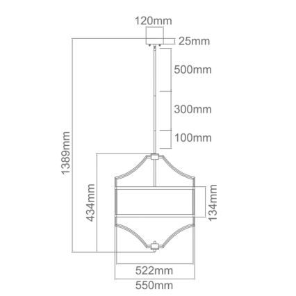 Open Design OR80919 - Deckenleuchte an Stange STESSO 4xE27/15W/230V Ø 55 cm glänzender Chrom/weiß
