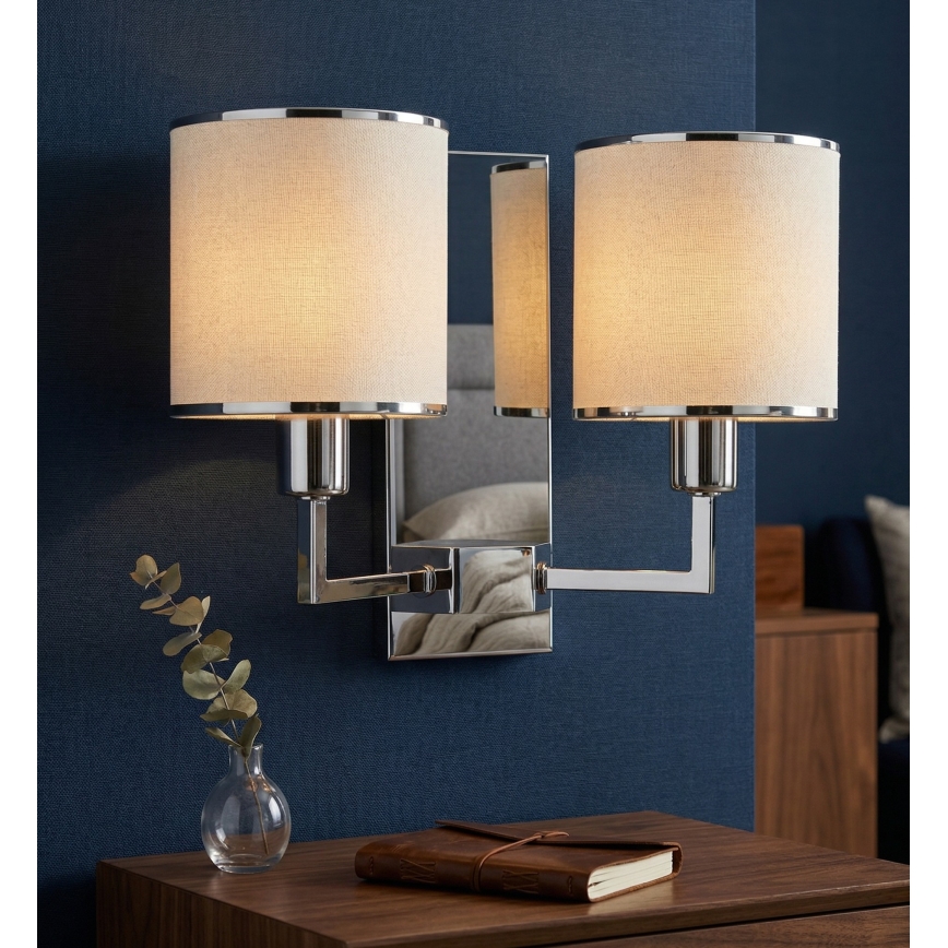 Open Design OR81497 - Applique murale CASA 2x E14/12W/230V, chrome brillant / crème