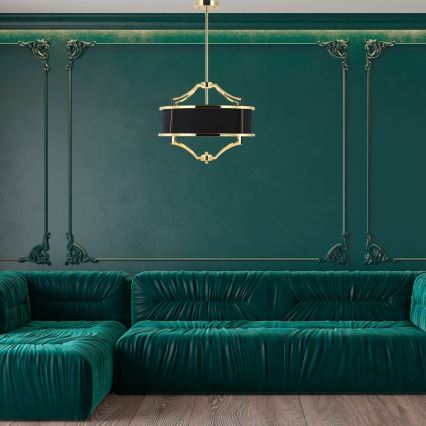 Open Design OR84160 - Pendelleuchte an Stange STESSO 4xE27/15W/230V Ø 55 cm gold/schwarz