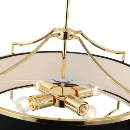Open Design OR84160 - Pendelleuchte an Stange STESSO 4xE27/15W/230V Ø 55 cm gold/schwarz