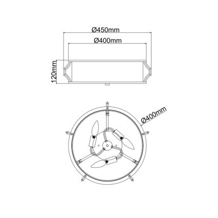 Open Design OR84405 - Plafonnier PIRELO 3xE14/12W/230V Ø 45 cm laiton
