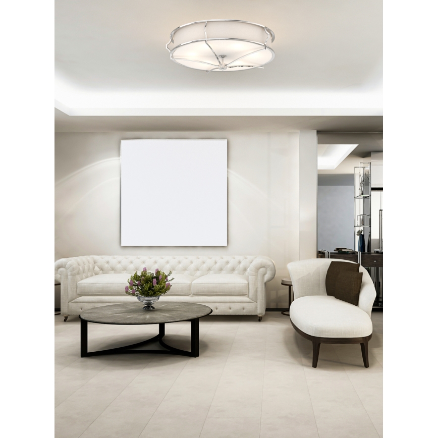 Open Design OR84412 - Plafonnier STESSO 4xE27/12W/230V Ø 65 cm chrome brillant/blanc