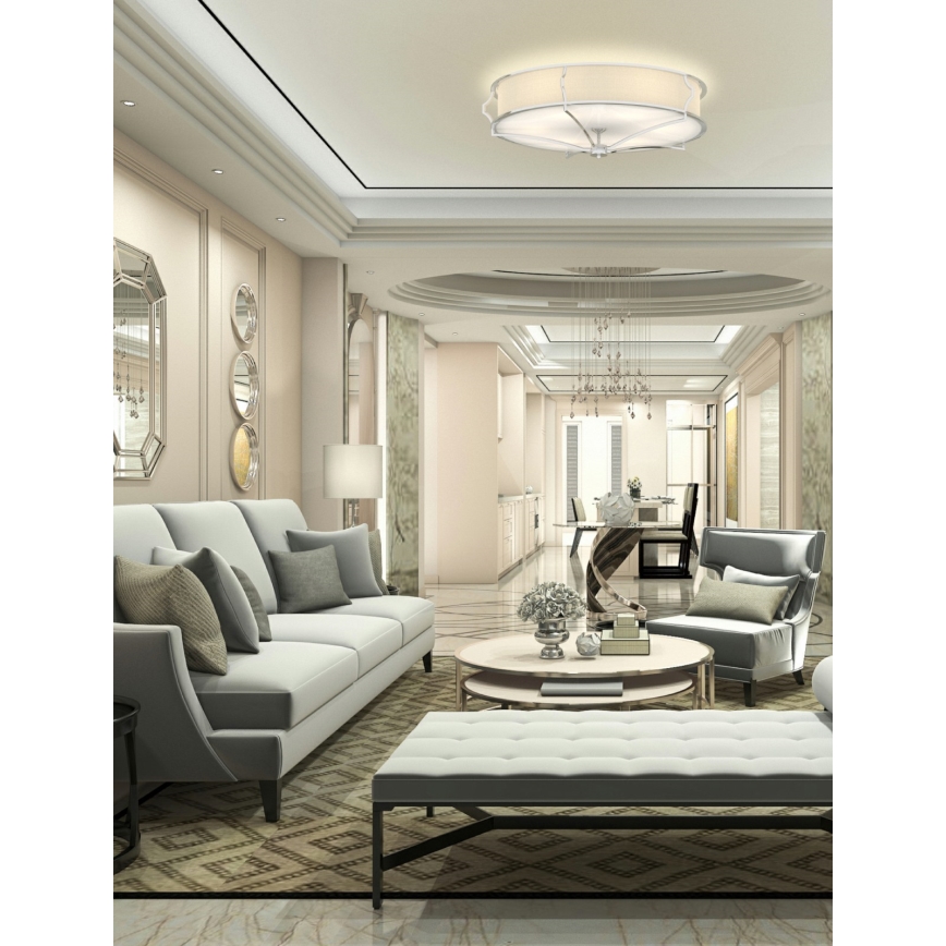 Open Design OR84429 - Plafoniera STESSO 6xE27/12W/230V Ø 85 cm cromo lucido/bianco