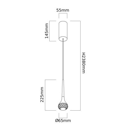 Open Design OR84795 - Suspension LED sur câble CRIMA LED/7W/230V noire