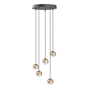 Open Design OR85518 - Lampadario LED a cavo BOLICINA 5xLED/5W/230V oro/nero