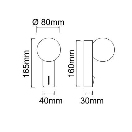 Open Design OR85570 - Applique BOLETTA 1xG9/8W/230V nero