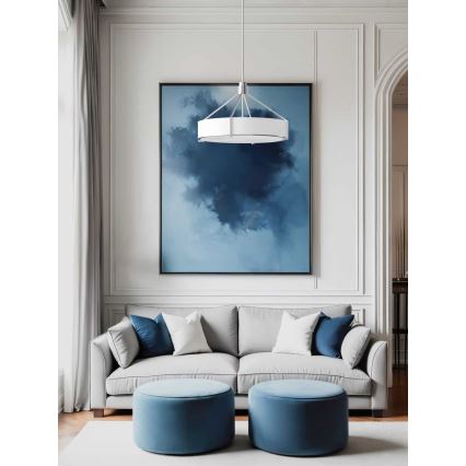 Open Design OR85624 - Suspension sur tige DORETTO 4xE27/15W/230V Ø 50 cm chrome mat/blanc