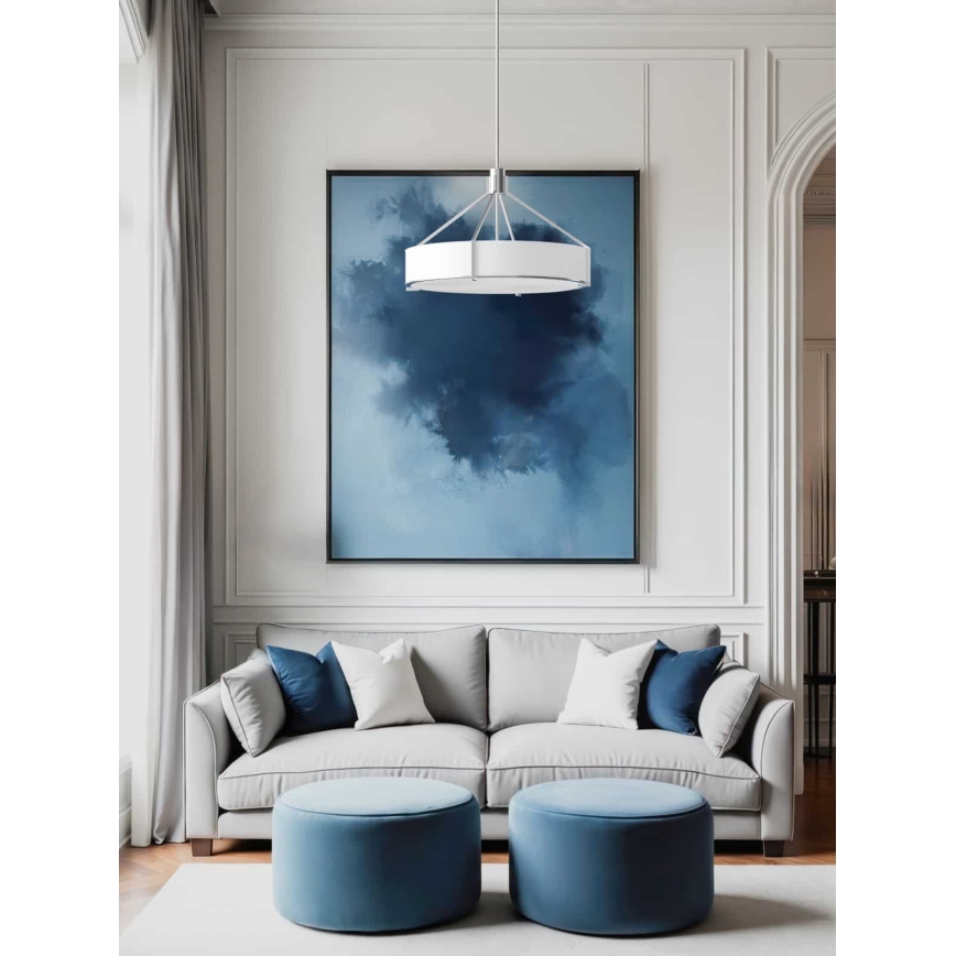 Open Design OR85624 - Suspension sur tige DORETTO 4xE27/15W/230V Ø 50 cm chrome mat/blanc