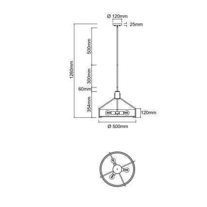 Open Design OR85624 - Suspension sur tige DORETTO 4xE27/15W/230V Ø 50 cm chrome mat/blanc