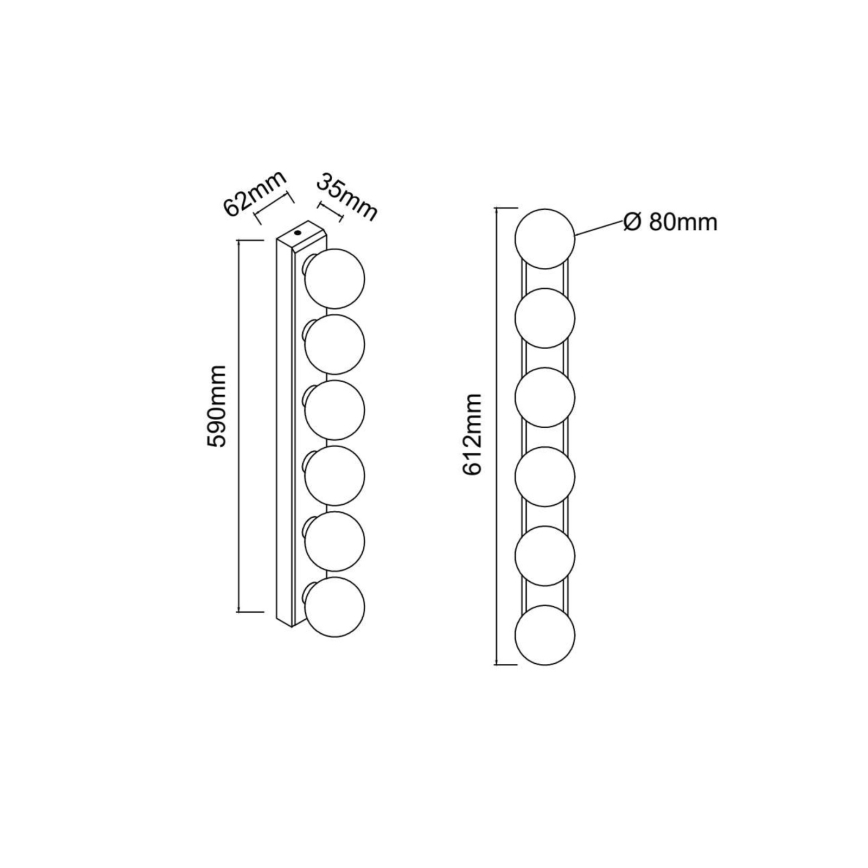 Open Design OR85686 - Badezimmer-Wandleuchte MERINO 6xG9/8W/230V 61 cm IP44 Messing