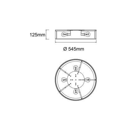 Open Design OR85976 - Plafonnier ZALINDRO 4xE27/15W/230V Ø 54,5 cm blanc/laiton