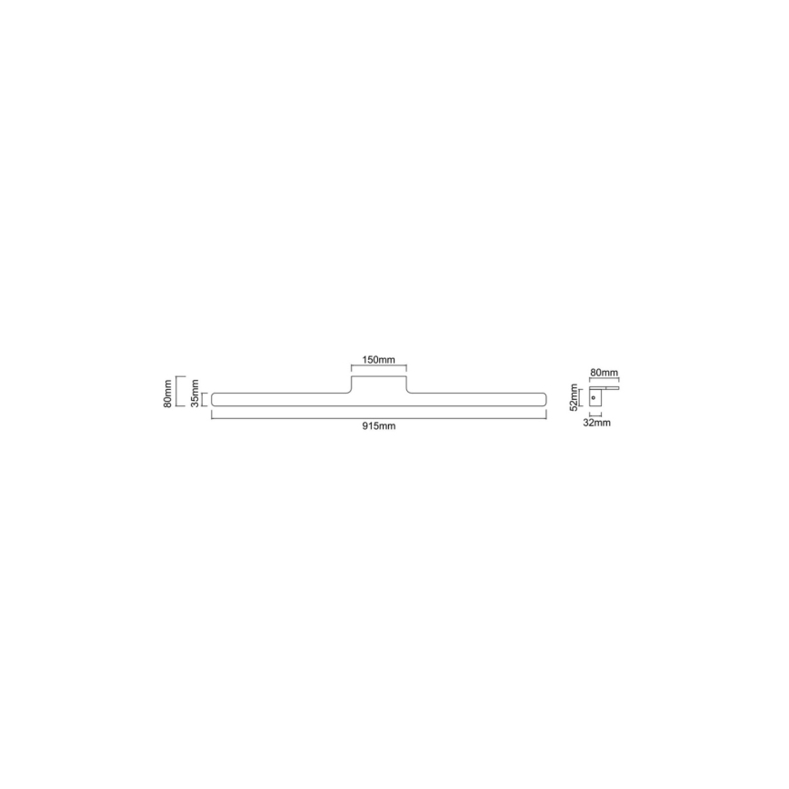 Open Design OR86164 - Luminaire LED pour miroir de salle de bains LUCE, 12 W, 230 V, 3000/4500/6500 K, 91,5 cm, IP44, noir