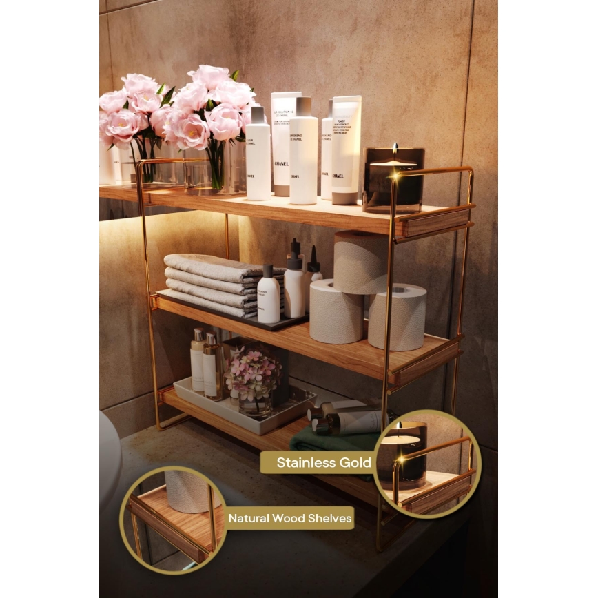Organizzatore per scaffali 45x40 cm oro/marrone