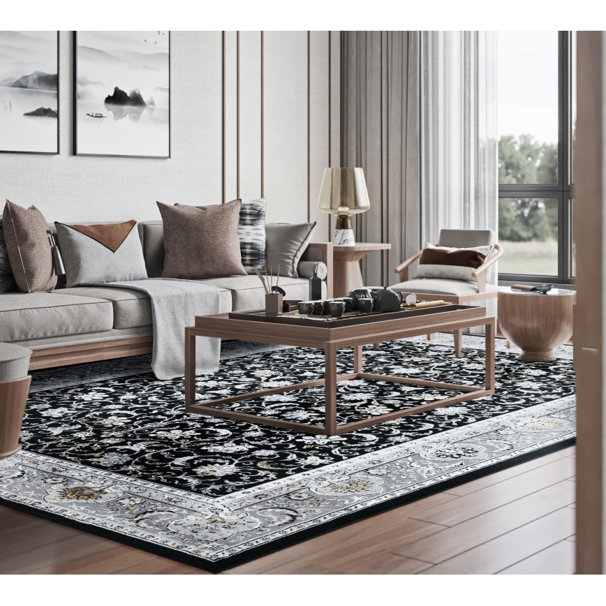 Orientalischer Teppich GRECE 120x170 cm 2150 g/m2 schwarz/grau/weiß