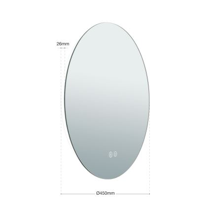 LED Bagno heated muro specchio con un retroilluminazione FOCUS LED/18W/230V 3000/4200/6000K diametro 45 cm IP44