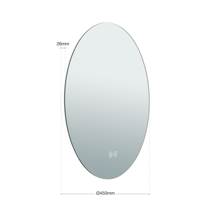 LED Bagno heated muro specchio con un retroilluminazione FOCUS LED/18W/230V 3000/4200/6000K diametro 45 cm IP44