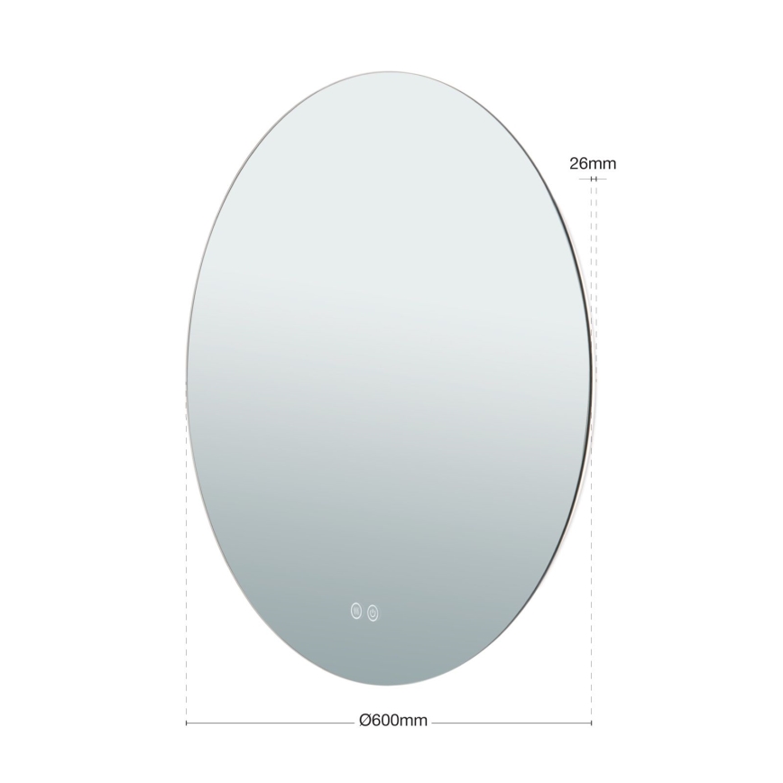 Miroir mural de salle de bain avec rétro-éclairage FOCUS LED/25W/230V 3000/4200/6000K d. 60 cm IP44