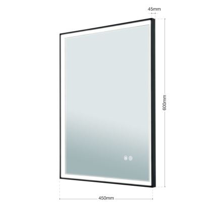Miroir mural chauffant de salle de bain avec rétro-éclairage FRAME LED/48W/230V 3000/4000/6000K 60x45 cm IP44